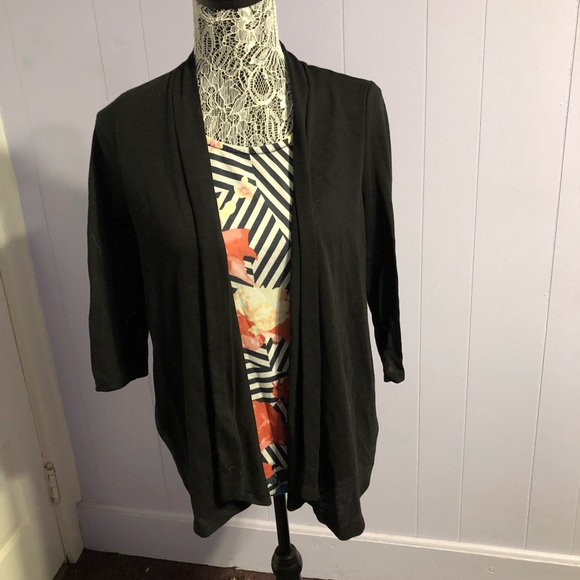 🙀last chance🙀 Black cardigan attached stripe top - Picture 1 of 5